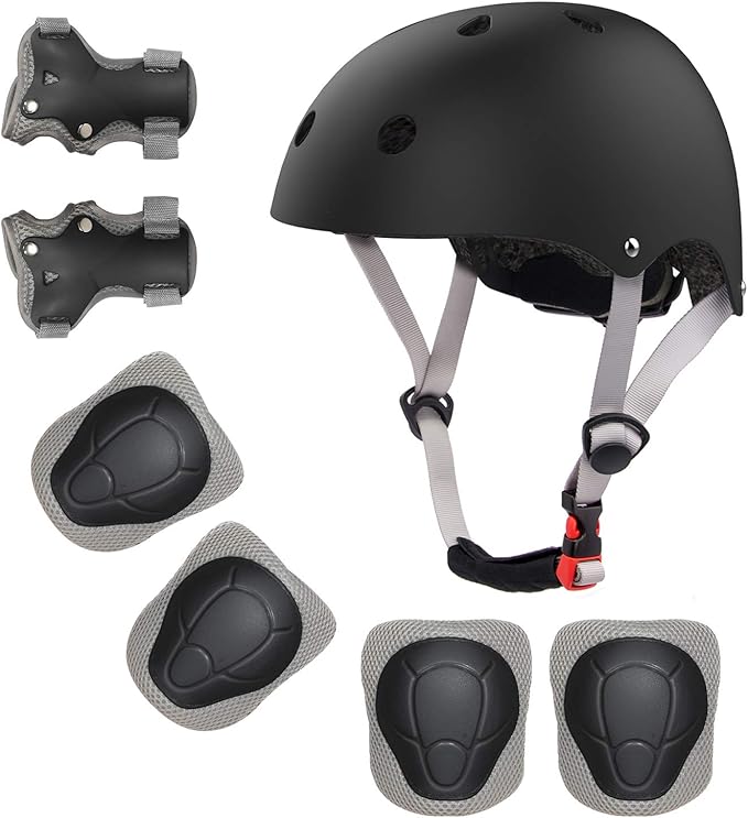 Kids Bike Helmet and Pads Set for Ages 2–14, CPSC Certified Adjustable Helmet with Knee Elbow Wrist Guards, for Skateboard, Scooter, Skating, Rollerblading, Multi-Sport Protective Gear-CubbioJoy