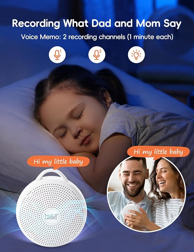 b&h Portable White Noise Machine with Night Light - Sound Machine for Baby, Bluetooth Speaker, 24 Soothing Sounds, 9 Colors Light, Timer, Rechargeable Sleep Machine for Home and Travel-CubbioJoy