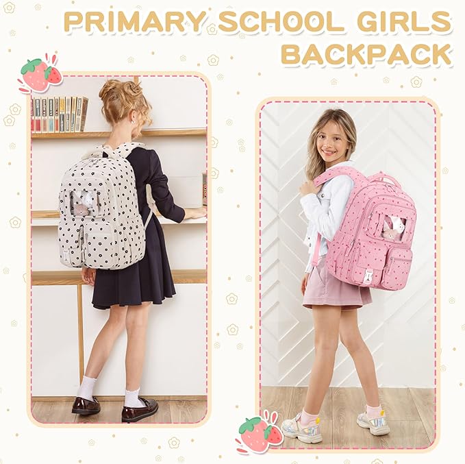 Corduroy Backpack Kids Backpack for Girls School Bags for Middle School Students Book Bag for Elementary Primary Kawaii Ita Backpack, Flower-CubbioJoy