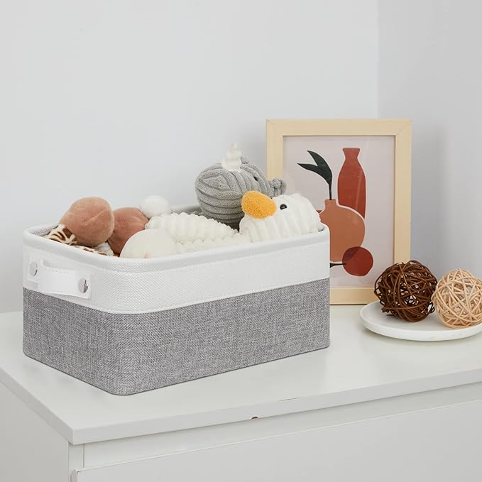 Bidtakay Small Storage Baskets for Organizing [4-Pack] Fabric Storage Bins for Baby Organizer Shelf Baskets for Nursery Storage Collapsible Closet Storage Bins for Home Organization - 11.8x7.8x5 In-CubbioJoy