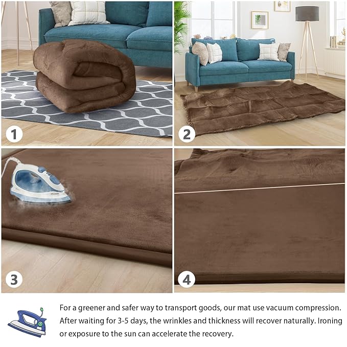 Baby Play Mat for Floor Tummy Time Mat Nursery Muscle Area Playroom Rug Tatami 79"x138" Memory Foam 1.3" Thick Crawling For Babies,Toddlers, Infants, Kids,Floor,Coffee-CubbioJoy