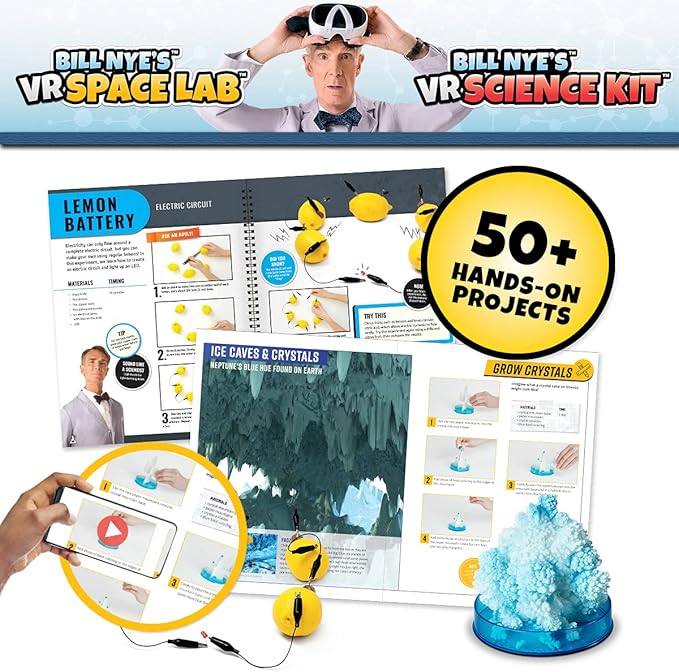 Bill Nye's VR Science Kit and VR Space Lab - Virtual Reality Kids Science Kit, Book and Interactive STEM Learning Activity Set (2 in 1 Combo Pack) - for Ages 8 and Up [Packing May Vary]-CubbioJoy