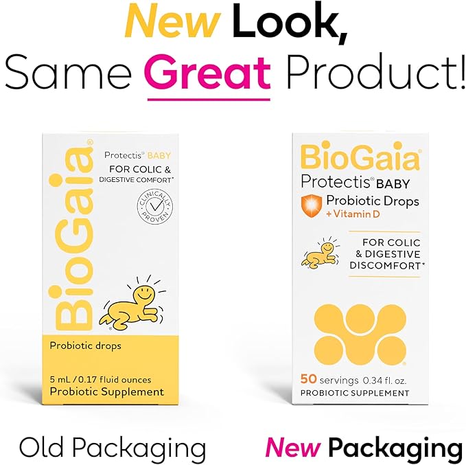 BioGaia Baby Probiotic Drops - Colic & Gas Relief + Vitamin D, 50-Day Supply, Safe for Newborns, Reduces Crying, Fussing, Colic, Gas, Spit-ups & Constipation, No allergens, Dairy or Soy (Pack of 2)-CubbioJoy