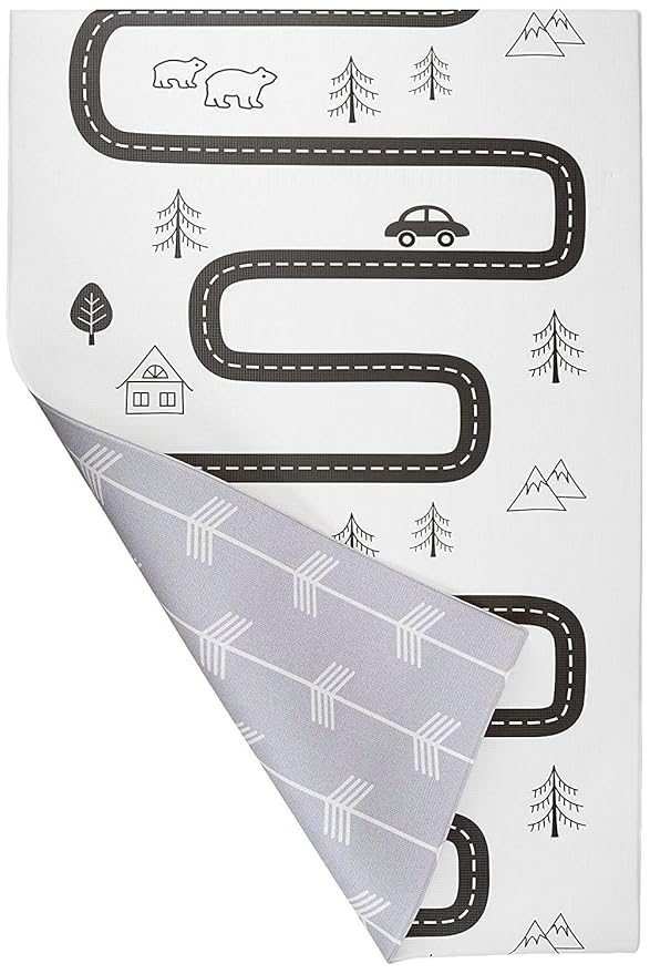 Baby Care Play Mat (Large, Nordic Trails - Morning Fog Arrows) 82'' x 55'' Original One-Piece Reversible Rollable Waterproof Play Mat for Infants, Babies, Toddler, and Kids-CubbioJoy