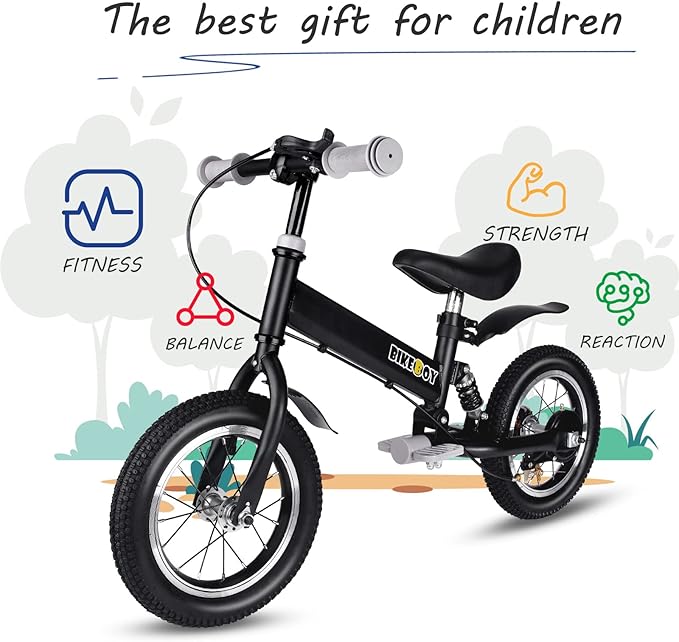 Balance Bike 2 in 1,The Dual Use of a Kids Balance Bike and Kids Bike,12 14 Inches for 2-6 Years Old,with Shock Absorbers, Fenders, Pedals, Auxiliary Wheels-CubbioJoy