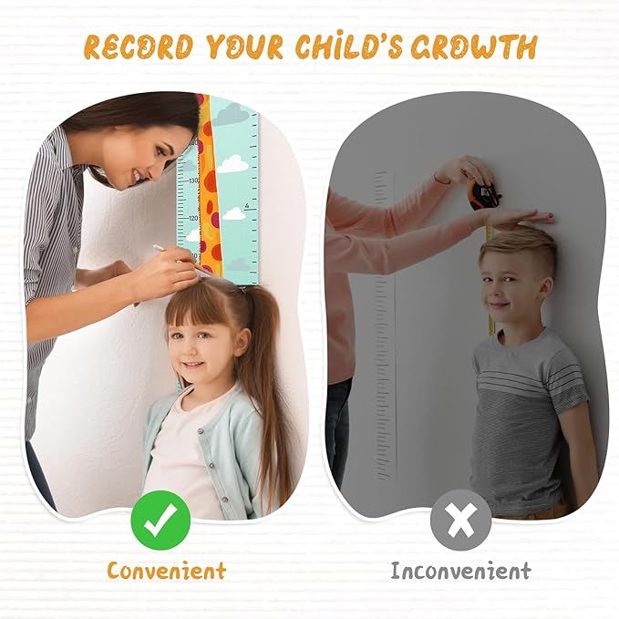 Customize Name Kids Height Chart for Wall, Giraffe Growth Chart for Wall, Kids Growth & Measuring Chart in Inches, Fun & Stylish Height Tracker for Children, Nursery Decor Essentials-CubbioJoy