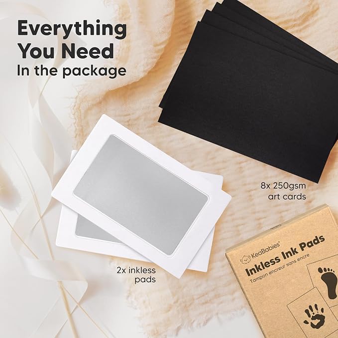 2-Pack Inkless Baby Hand and Footprint Kit - Mess Free Ink Pad for Newborn Keepsake, Dog Nose & Paw Print Kit, Clean Touch Ink Pad for Baby Hand & Footprints, Ideal New Mom Gifts (Silver)-CubbioJoy