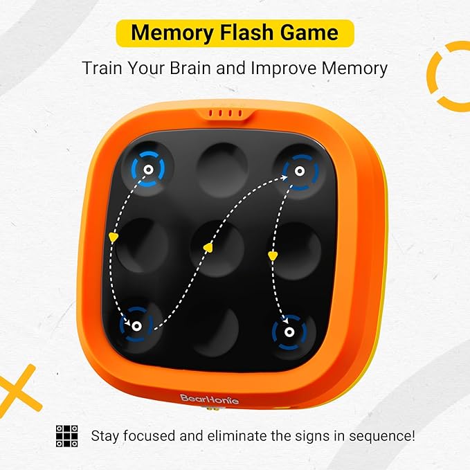 4-in-1 Handheld Tic Tac Toe Game Portable Electronic Board Games for Kids & Adults, Travel Fun & Memory Growth Gift, Orange-CubbioJoy