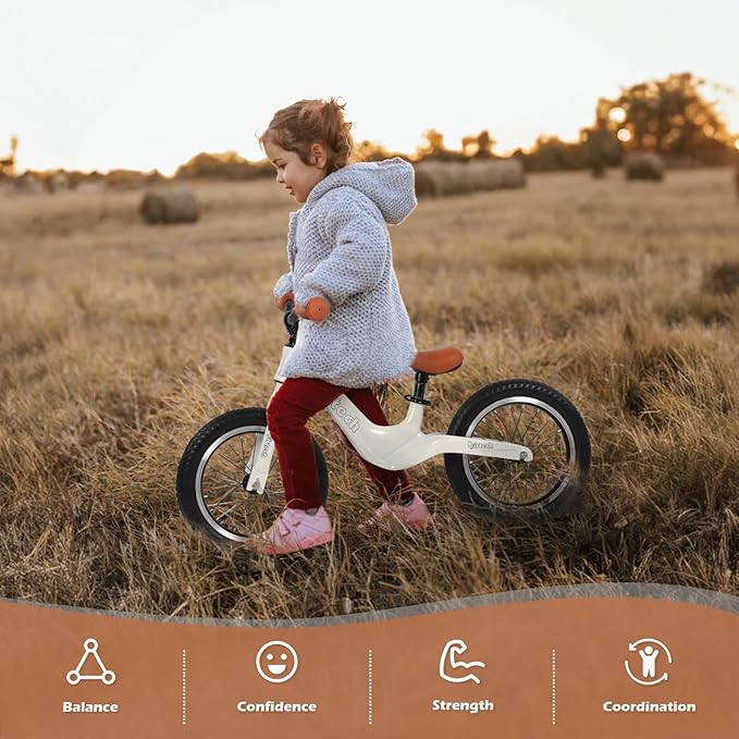 14" Kids Balance Bike for 3,4,5,6 Year Old Boys and Girls, Air Tires with Magnesium Alloy Frame, Lightweight No Pedal Toddler Training Bicycle-CubbioJoy