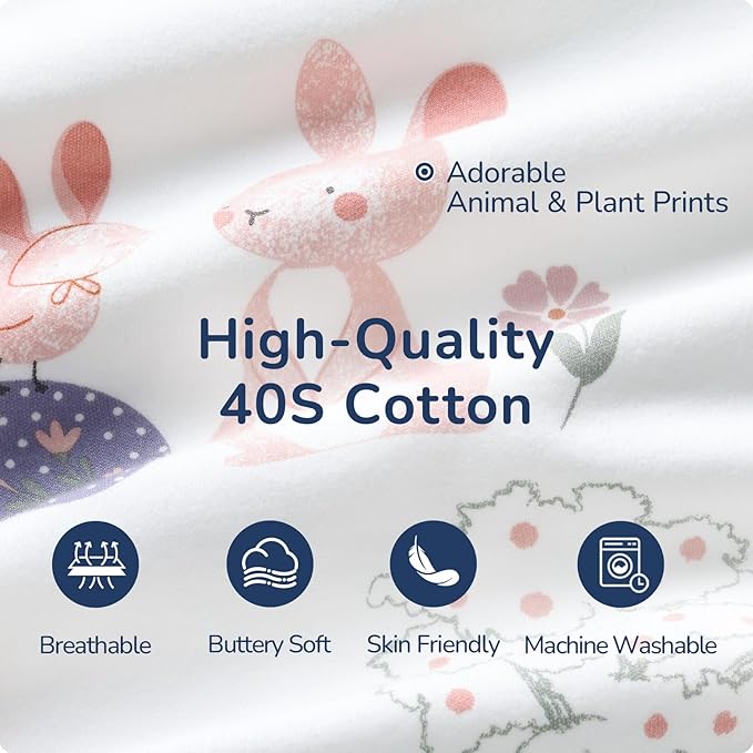 Baby Sleep Sack 12-18 Months, Cotton Detachable Long Sleeve Sleep Sack, 1.0 Tog Toddler Sleeping Sack with Temperature Strips, 2-Way Zipper Wearable Blankets for Newborns, Bunny-CubbioJoy