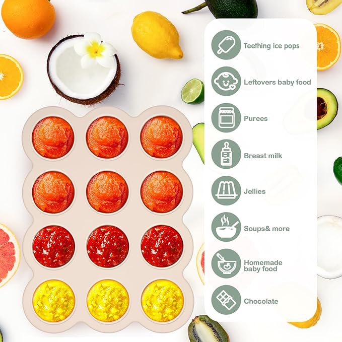 3 Pcs Baby Food Storage Container 12 Cup Silicone Baby Food Freezer Tray with Lid Stackable Reusable Silicone Freezer Tray for Food Vegetable Fruit Puree and Breast Milk(Colorful)-CubbioJoy