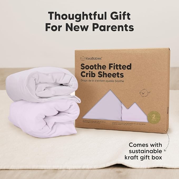 KeaBabies 2-Pack Organic Crib Sheets for Boys, Girls - 52x28 Fitted Crib Mattress Sheet Neutral, Breathable Jersey Cotton Cover for Baby Bed, Toddler Mattress, Soft & Cute Prints (Thistle)-CubbioJoy