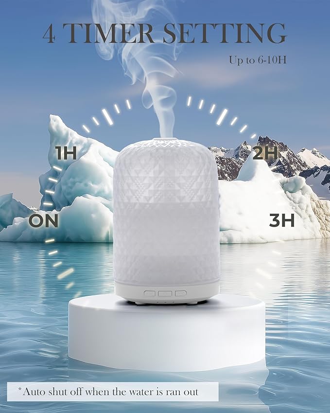 Aromatherapy Diffuser – Ultrasonic Essential Oil Diffuser, Health Night Light, Timer & Auto Shut-Off, BPA-Free, 120ml Diffusers for Home, Office, or Spa-CubbioJoy