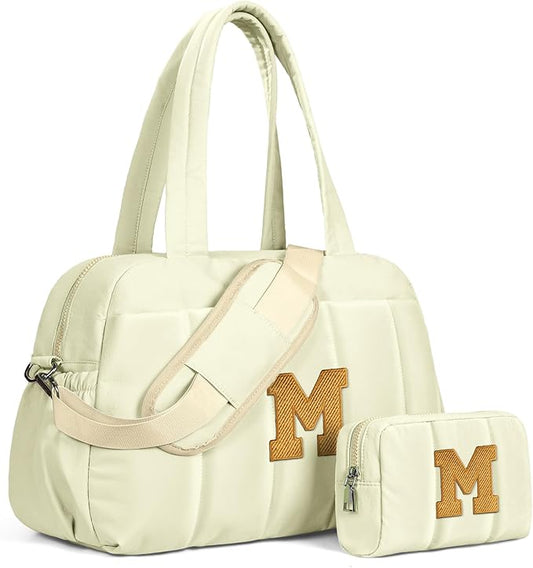 Duffle Bag for Travel Women, Travel Bags，Teenage Girls Gift Ideas-Initial Overnight Bag with Wet Pocket，Lightweight Weekender Bags Personalized Gym Tote with Makeup Pouch-CubbioJoy
