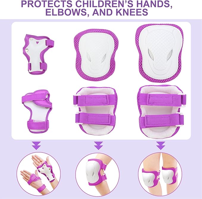 KAMUGO Kids Bike Helmet Set, Toddler Helmet for Ages 2-8 Boys Girls with Sports Protective Gear Set Knee Elbow Wrist Pads for Skateboard Cycling Scooter Rollerblading-CubbioJoy