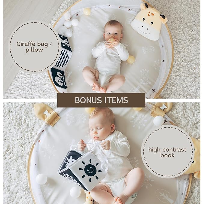 6-in-1 XL Play Mat & Play Gym, Baby Gym, Baby Activity Gym, Sensory Exploration and Motor Skill Development Toys (Sand)-CubbioJoy