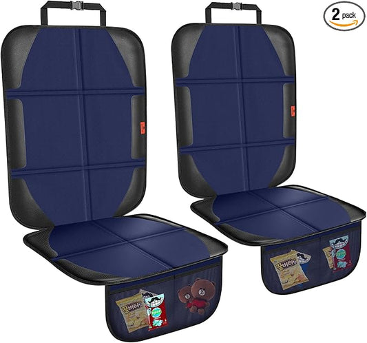Car Seat Protector,2 Pack Automotive Seat Protectors Baby Carseat Pad Waterproof & Durable 600D Fabric for Child Baby Car Seat Mat Vehicle Pet Cover 2 Storage Pockets (Blue)-CubbioJoy