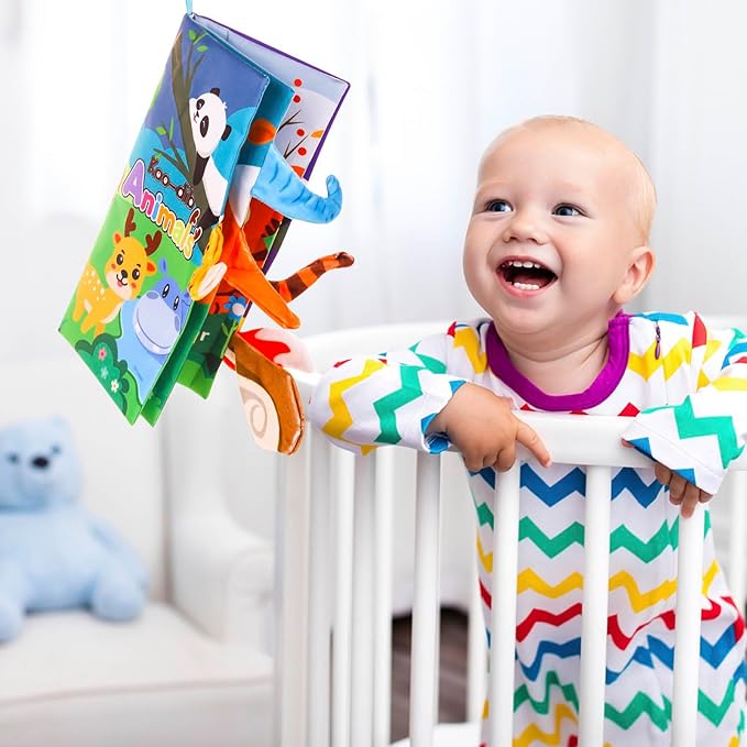 3 Pcs, Baby Books 0-6 Months, Crinkle Books for Babies, Touch and Feel Books for Infants, Infant Tummy Time Toys 0 6 9 Months, Sensory Toys for Babies, Baby Books-CubbioJoy
