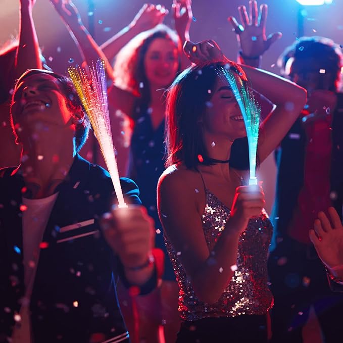 28 Pcs Sparkler Firework Sticks Glow Fiber Optic Wands, LED Flashing Sticks Light Up Toy for Kids Adults, Glow in The Dark Party Favor Supplies Bulk Rave Magic Decoration for Wedding Halloween Easter-CubbioJoy