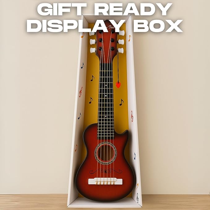 23" Acoustic Guitar, Kids 6 String Toy Guitar - Realistic Steel Strings - Beginner Practice First Musical Instrument for Children, Toddlers (Mahogany)-CubbioJoy
