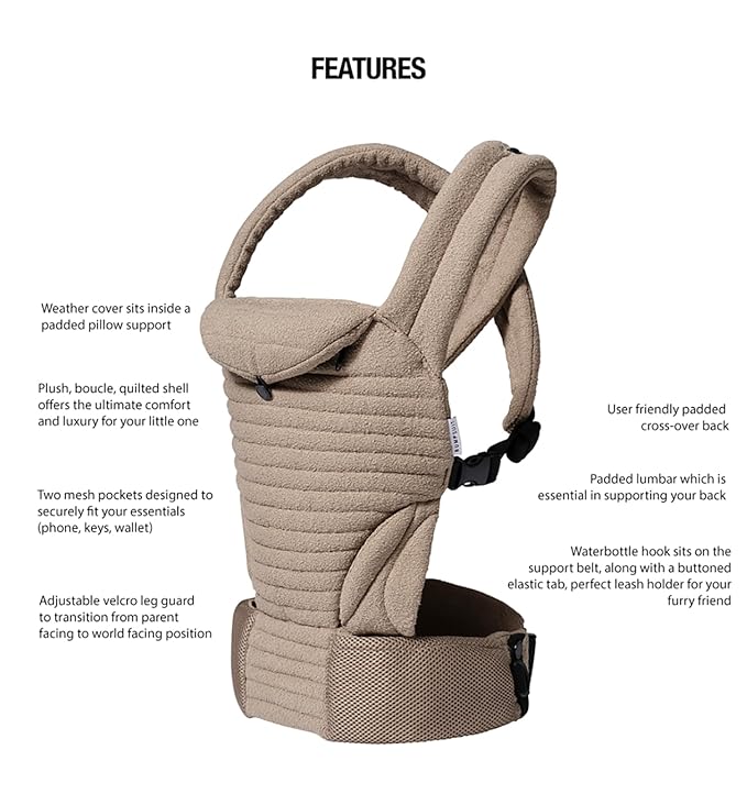 Bumpsuit Baby Carrier for Men Women Newborn to Toddler (7-45 lbs), Ergonomic Face-in & Face-Out Quilted Shell Baby Wearing Carrier with Pockets and Padded Cross Over Back Straps-CubbioJoy