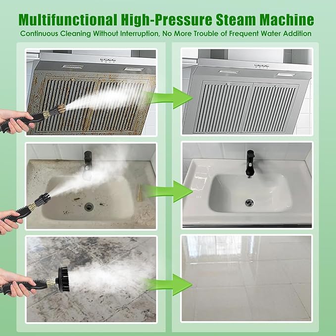 7-in-1 Handheld Steam Cleaner, 2200W High Pressure Steam Cleaner, 1.2L Portable Car Steam Cleaner for Home Kitchen, Bathroom, floor and Car Cleaning, 10s Fast Heating High Pressure Steam Cleaning, Red-CubbioJoy