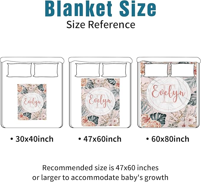 Custom Name Crib Bedding Set - Bohemian Flowers Design, Personalized Baby Nursery Bedding 3-Piece Set– Soft Blanket, Fitted Sheet, Changing Pad Cover – for Newborns Girls Nursery Gifts-CubbioJoy