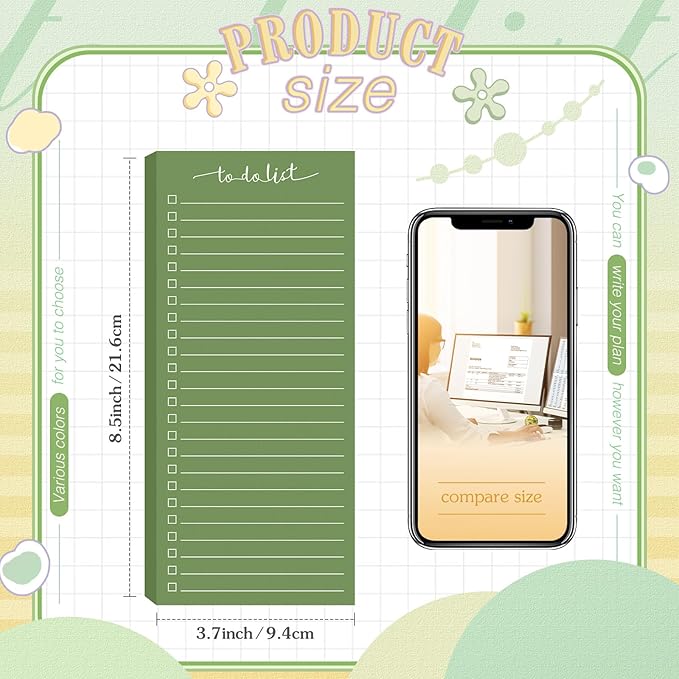 Censen 10 Pack 500 Sheets To Do List Notes Daily Checklist Notepads with 50 Sheets Each Undated Color Memo Pad Block Shopping List Pad Weekly Plan Notepad Organizer Planners(Gradient Green,Lined)-CubbioJoy