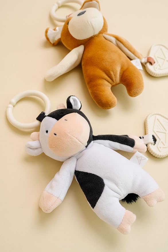 Copper Pearl On-The-Go Plush: Clip On Baby Toys for Travel, Soft Stuffed Bunny Plush with Teether for Sensory Development - Bella Bunny-CubbioJoy