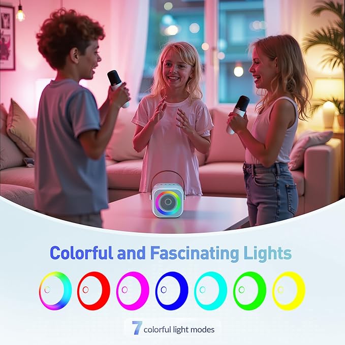 Karaoke Machine, Portable Bluetooth Speaker with 2 Wireless Microphones for Kids, Karaoke Toys Gifts Toys for Girls Boys Family Home Party (Blue)-CubbioJoy