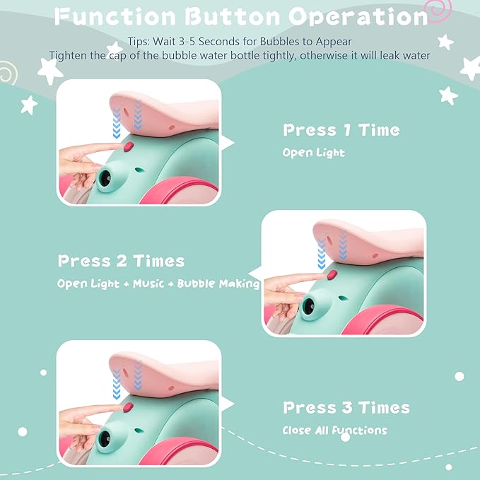 6V Electric Baby Balance Bike with Bubble Machine,4 in 1 Toddler Balance Bike w/Remote for 1 Year Old Boys Girls Kids Bubble Bike Ride on Toys w/Powered Motor,Music,LED Lights (Green&Red)-CubbioJoy