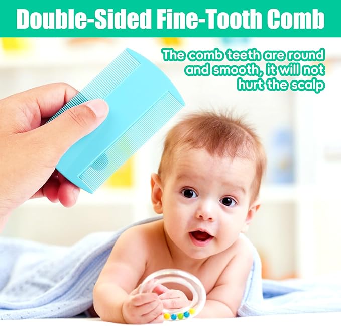 Baby Hair Brush and Comb Set, 4Pcs Baby Soft Bristles Hairbrush Cradle Cap Brush Hair Comb for Newborns Toddlers Boys Girls (Green)-CubbioJoy