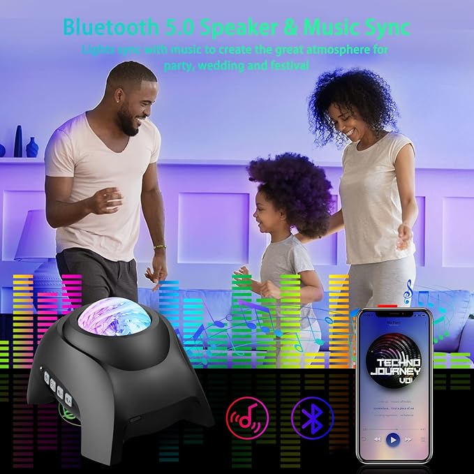 AIRIVO Star Projector, Galaxy Light Projector, Night Light Projector & Music Speaker & White Noise, Sound Machine Projector for Kids Adults, Bedroom, Room Decor, Party, Ceiling-CubbioJoy