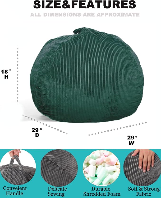 2 Pcs Classic Bean Bag Chair, with Faux Rabbit Fur Cover for Teens and Kids, Memory Foam Bean Bag Chairs, Ultra Soft Faux Fur Fabric, 2.5 feet Round Fluffy Bean Bag Sofa-CubbioJoy