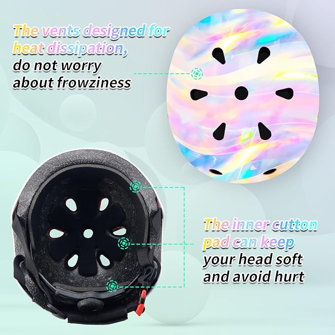 Adjustable Kids Bike Helmet with Knee & Elbow Pads Set, Color Gradient Design for Boys and Girls Aged 3-14+, for Skateboarding, Scooter, Roller & Inline Skating, Longboard-CubbioJoy