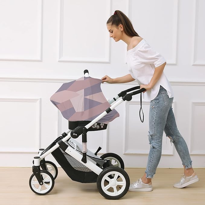 Carseat Cover Boy and Girls - Multi-use Nursing Car Seat Canopy Cover for Breastfeeding, Infant Stroller Cover, High Chair Cover (Baby Pink)-CubbioJoy