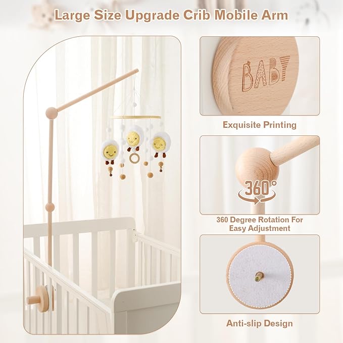 JETMHH Baby Crib Mobile Arm Holder - 36 Inch Large Version Safe Anti Slip Baby Mobile Hanger-CubbioJoy