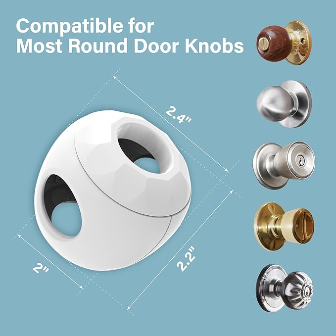 Child Proof Door Knob Covers (4 Pack), Toddler Door Locks, Baby Proof Safety Locks for Doors, Easy Install & No Tools Needed-CubbioJoy