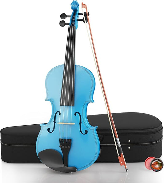 Beginner Violin 4/4, Full Size Violin for Adults, Teens, Student, Acoustic Fiddle Kit with Hard Case, Bow, Rosin, Bridge, Learners Age 12+ (Sky Blue)-CubbioJoy
