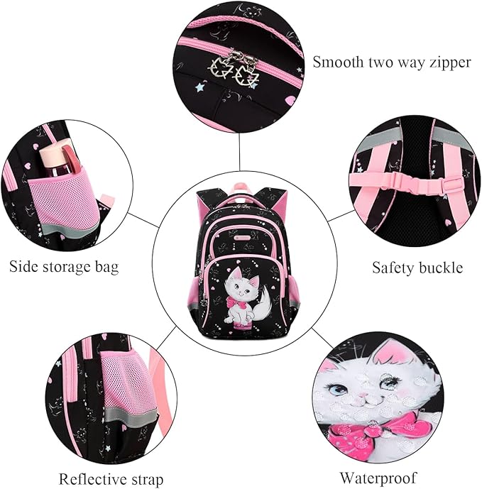 Cusangel Backpack for Girls Boys School Bookbags Kindergarten Elementary Lightweight Waterproof Multifunctional Large Capacity for Backpack (16 inch cat Fun Prints)-CubbioJoy