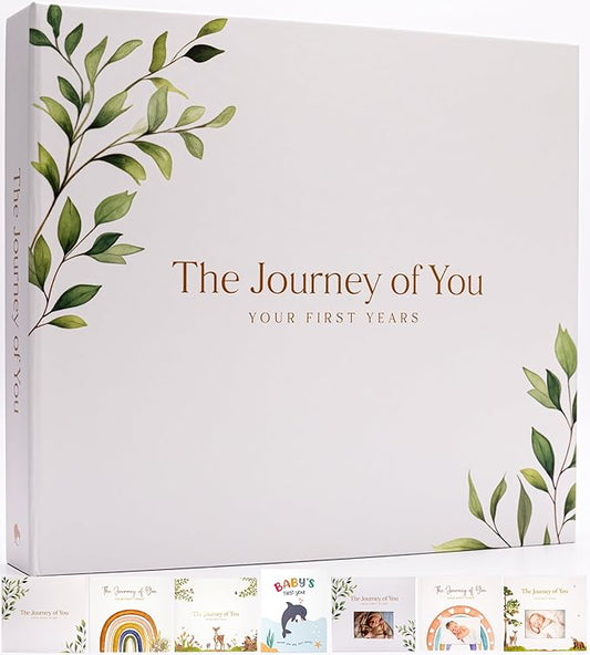 Baby Books for Baby Shower - Gift Unisex Botanical Garden Keepsake Memory Journal to Log Pregnancy and Newborn Milestones - Photo Album Scrap Books for Girl or Boy - New Parents Must Have Essentials-CubbioJoy