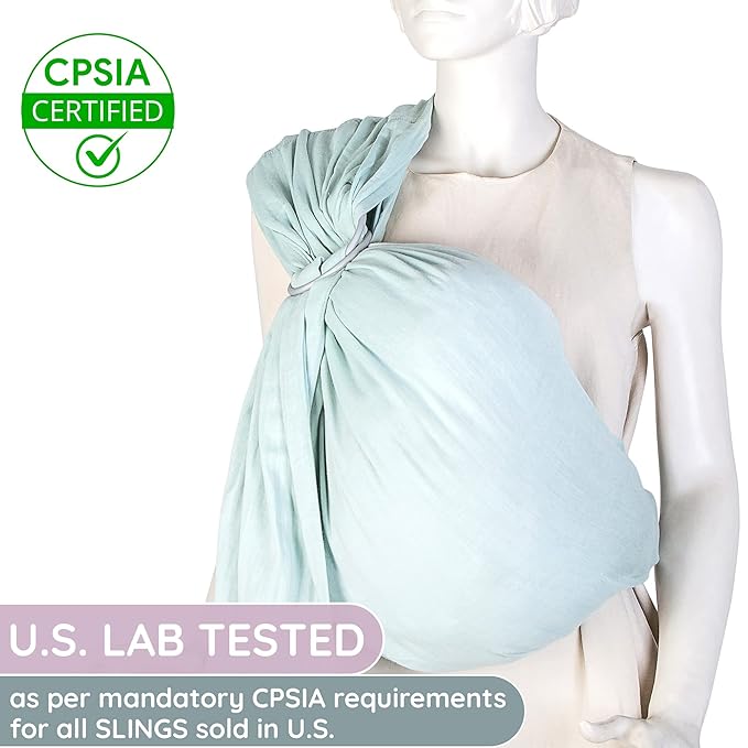Baby Sling Carrier – Breathable 100% Cotton Wrap for Infant Support, Ring Sling Baby Carrier – Adjustable Muslin Fabric, Light Green Baby Carrier Newborn to Toddler – Soft Chest Hold for Travel-CubbioJoy