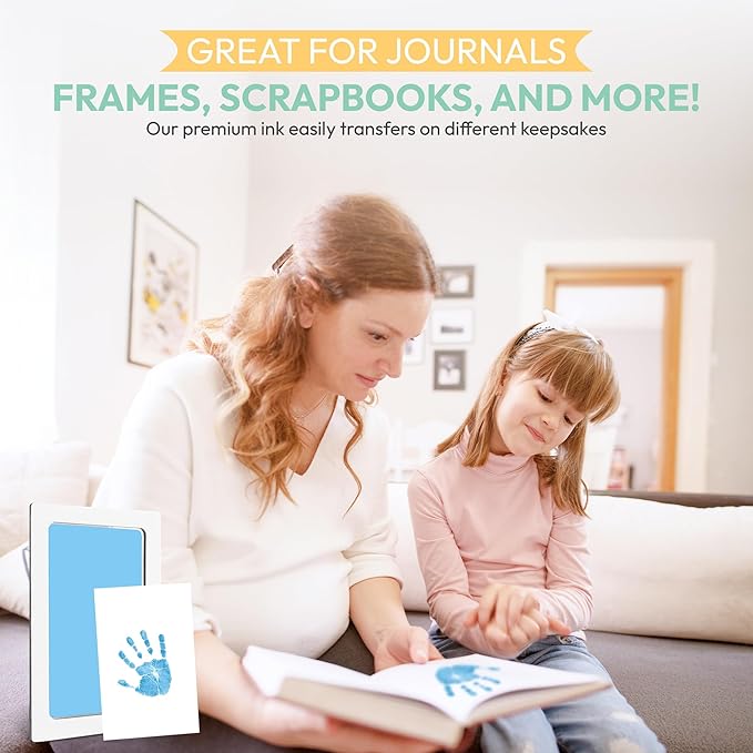 Clean Touch Ink Pad for Baby Handprints and Footprints – Inkless Infant Hand & Foot Stamp – Safe for Babies, Doesn’t Touch Skin – Perfect Family Memory or Gift – Blue Print Kit by Tiny Gifts-CubbioJoy