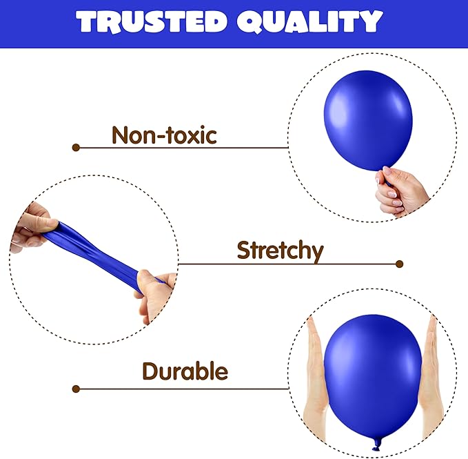 JOYIN 150 Pcs Royal Blue Balloons, Different Sizes 18 12 10 5 Inch Royal Blue Latex Balloon Arch Kit with Instruction for Birthday Party Graduation Wedding Holiday Decoration-CubbioJoy