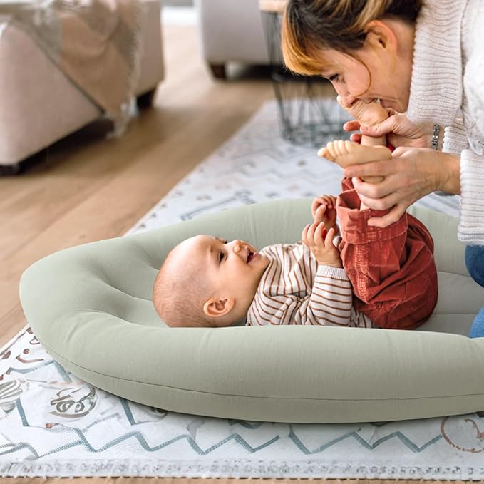 Baby Lounger for Newborn: Skin-Friendly & Breathable for 0-12 Months Infant Tummy Time Playtime & Diaper Changes - Portable & Lightweight Cushion for New Parents-CubbioJoy