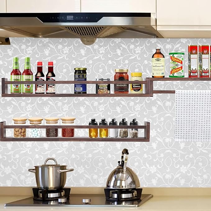 AZSKY Nursery Book Shelves Deep Walnut Wall Mount Floating Book Shelf for Bedroom Wooden Wall Book Shelf Children Kids Toddler Wall Bookshelf 36 Inch a Set of 3 Same Sizes-CubbioJoy