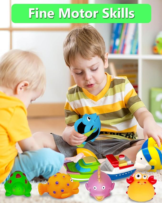 Bath Toys for Kids Ages 1-3 - Mold Free Bath Toy for Babies 6-12 Months - Toddler Pool Bathtub Water Table Toys - Valentines Day Gifts for 1 2 3 Year Old Boys Girls Easter Basket Stuffers Toy Boats-CubbioJoy