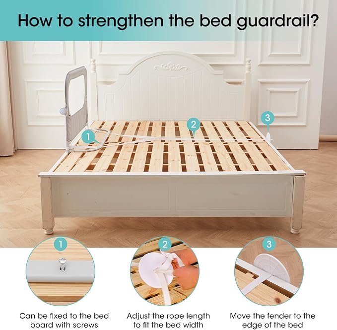 Baby Bed Rail Guard for Toddlers - 35.1" Toddler Bed Side Rails for Crib, Twin, Full, Queen Bunk Size Bed Swing Down Bedrail Extral Tall Child Safety Side Railing Guards for Kids-CubbioJoy