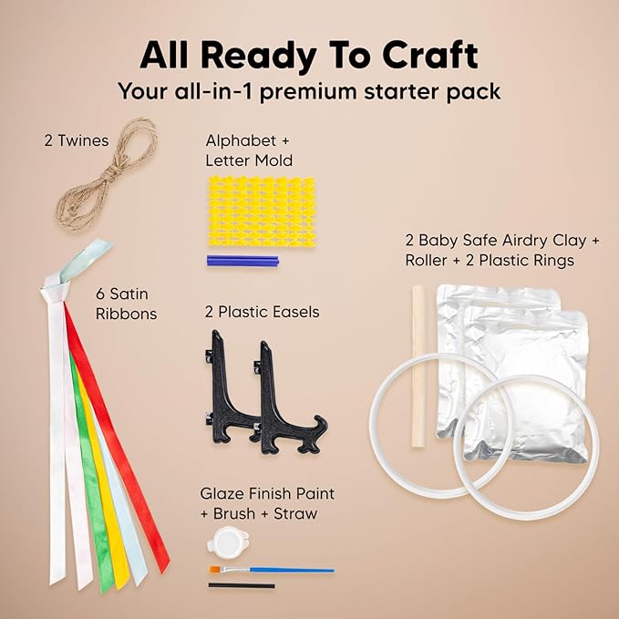 Baby Hand and Footprint Kit Girls, Boys - Personalized Baby Footprint Ornament Kit, Newborn Keepsake Gifts for New Mom, Easy to Use Handprint Makers, Cute Shower Gifts (Glaze Finish)-CubbioJoy