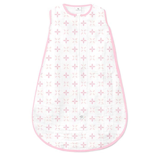 Amazing Baby Cotton Muslin Sleeping Sack, For Baby Girl, Wearable Blanket with 2-way Zipper, Springfield, Pink, Medium (6-12 Month)-CubbioJoy